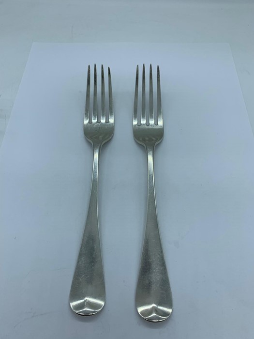 A Pair of silver forks dated London 1817 by William Eleya and William Fearn