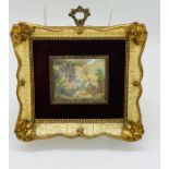 A framed miniature of a Courting couple.