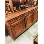 A Large 18th Century Fruitwood and Burr Elm Buffet (H108cm D58cm W217cm)