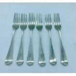 A Set of six silver forks marked MC (Mary Chawner) London 1834