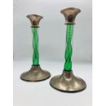 A Pair of Hallmarked silver and glass candlesticks