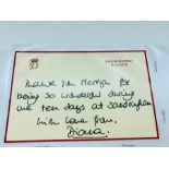 DIANA, PRINCESS OF WALES, 1961-97 Autographed car from Kensington Palace including envelope to