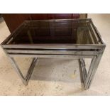 Howard Miller designed chrome and smoked glass table nest 1960's- 1970's