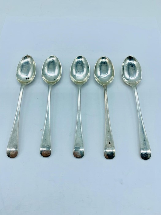 Five silver teaspoons by J R & S