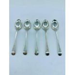 Five silver teaspoons by J R & S