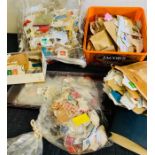 Large selection of unsorted used stamps, Worldwide and Uk