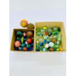 A mixed selection of vintage marbles