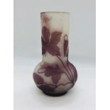 An Art Nouveau cameo glass vase by Émile Galle in purple and white (approx. 16cm tall)