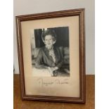 A framed photograph of Primeminister Margaret Thatcher, signed.