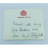 Royal Memorabilia On Windsor Castle embossed card to Michael from Aunt Elizabeth.