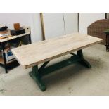 A Large Painted Teak Garden Table (H91cm D111cm W234cm)