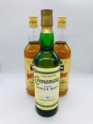 Two bottles of White Horse scotch whisky and a bottle of Connemara single malt Irish whisky