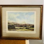 A Framed print of Roseberry Topping Cleveland signed Richard Marshall 73/1000
