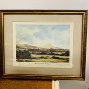 A Framed print of Roseberry Topping Cleveland signed Richard Marshall 73/1000