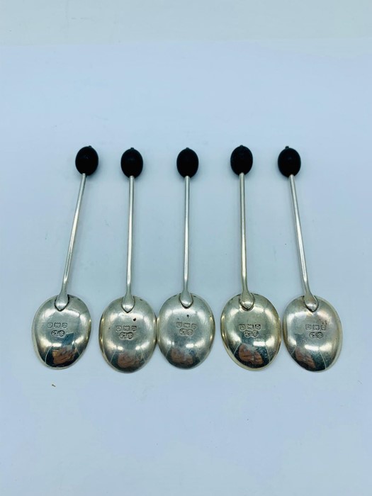 Five silver coffee spoons in the coffee bean style - Bild 2 aus 2