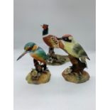 Three Royal Crown Derby china birds