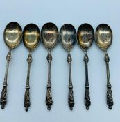 A set of six silver plated apostle spoons by Atkins Bros. Batch 1 10th April 1876 from the design