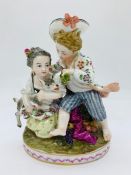 An 18th century Meissen figure of children with a lamb