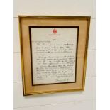 King George V: A letter from King George V to 647 Pte H Watts * R W Kents dated 1918