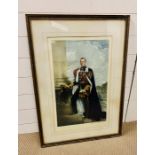 A framed commemorative print of King Edward VII in the uniform of Admiral of the Fleet, once hang in