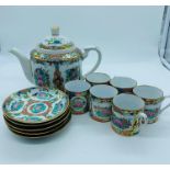 A Chinese six piece coffee set.