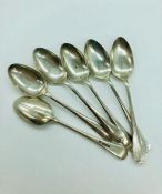 A set of six silver teaspoons