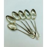 A set of six silver teaspoons