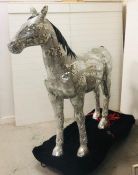 A stunning seven foot tall sculpture of a Horse, mirrored in a mosaic style
