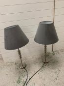A pair of contemporary lights with grey shades