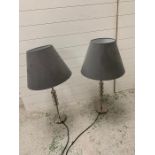 A pair of contemporary lights with grey shades