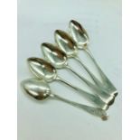 Five hallmarked silver teaspoons
