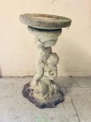 A Stone plant stand with women and child base (60cm tall)