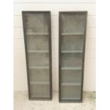 A pair of wall hanging display cases