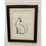 A framed print of a cat signed Meikovv235/980