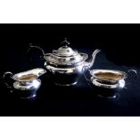 A Silver Batchelors tea set comprising tea set, sugar bowl and milk jug, Birmingham 1911 possibly by