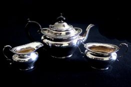 A Silver Batchelors tea set comprising tea set, sugar bowl and milk jug, Birmingham 1911 possibly by