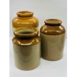 Three stoneware pots