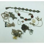 A selection of jewellery, mainly silver