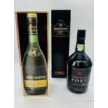 Two bottles of port and a bottle of Remy Martin Cognac