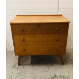 A mid century walnut chest of drawers by Golden key furniture (H90cm W92cm D46cm)