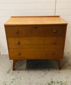 A mid century walnut chest of drawers by Golden key furniture (H90cm W92cm D46cm)