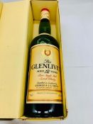 A bottle of Glenlivet aged 12 years single malt scotch whisky