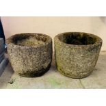 Two concrete garden pots