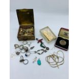 Selection of costume jewellery to include some silver