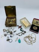 Selection of costume jewellery to include some silver