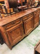 A Large 18th Century Fruitwood and Burr Elm Buffet (H108cm D58cm W217cm)