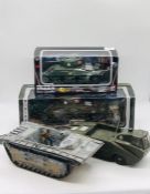 Four large military vehicles two boxed to include landing crafts and two tanks