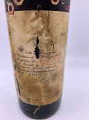 A bottle of 1967 Rothschild Reserve Du Chateau Marquees, bottle number 167b