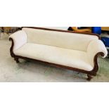 An Empire line upholstered scroll end sofa