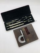 A Vintage Protractor and Measuring tool, cased.
